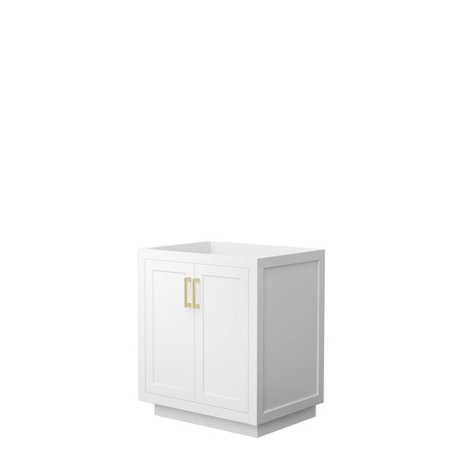 Wyndham Collection - Miranda 30 Inch Single Bathroom Vanity in White, No Countertop, No Sink, Brushed Gold Trim