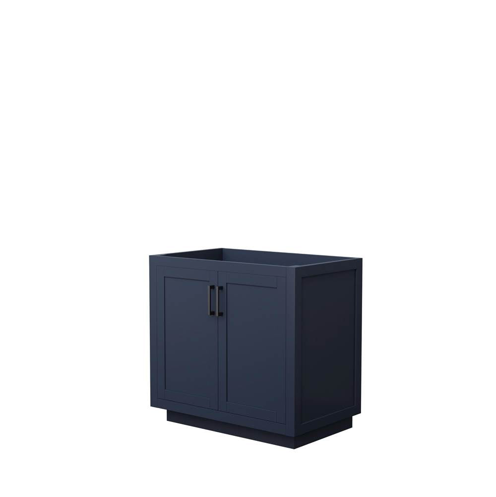 Wyndham Collection - Miranda 36 Inch Single Bathroom Vanity in Dark Blue, No Countertop, No Sink, Matte Black Trim