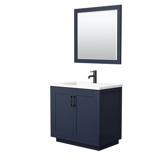 Wyndham Collection - Miranda 36 Inch Single Bathroom Vanity in Dark Blue