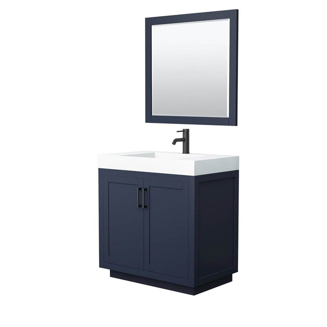 Wyndham Collection - Miranda 36 Inch Single Bathroom Vanity in Dark Blue