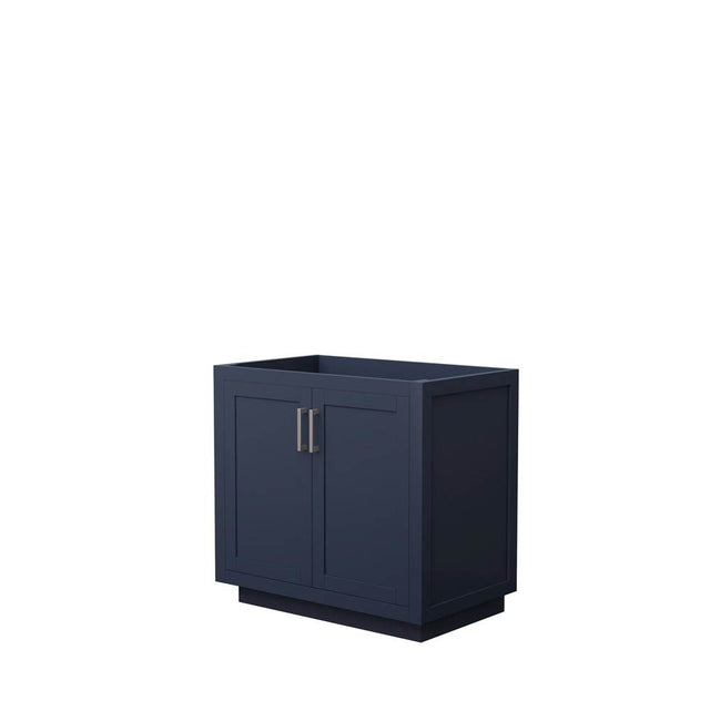 Wyndham Collection - Miranda 36 Inch Single Bathroom Vanity in Dark Blue, No Countertop, No Sink, Brushed Nickel Trim