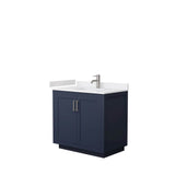 Wyndham Collection - Miranda 36 Inch Single Bathroom Vanity in Dark Blue, White Cultured Marble Countertop, Undermount Square Sink, Brushed Nickel Trim