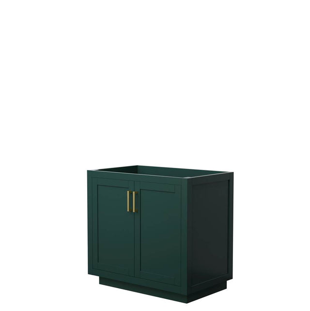 Wyndham Collection - Miranda 36 Inch Single Bathroom Vanity in Green, No Countertop, No Sink, Brushed Gold Trim