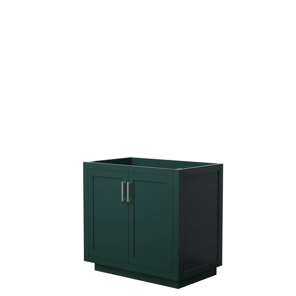 Wyndham Collection - Miranda 36 Inch Single Bathroom Vanity in Green, No Countertop, No Sink, Brushed Nickel Trim