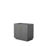 Wyndham Collection - Miranda 36 Inch Single Bathroom Vanity in Dark Gray, No Countertop, No Sink, Brushed Gold Trim