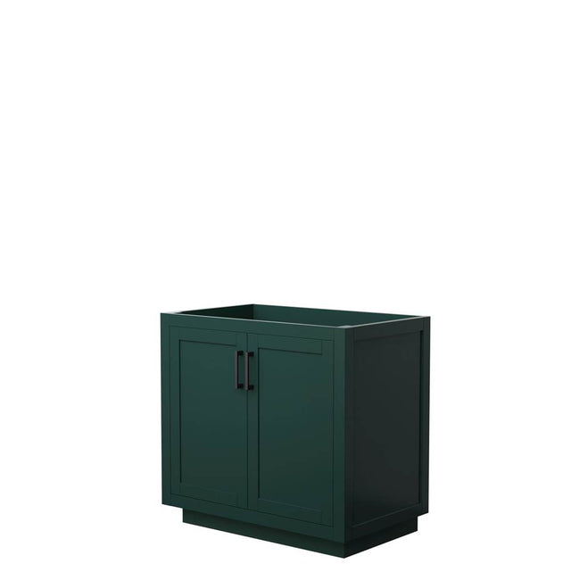 Wyndham Collection - Miranda 36 Inch Single Bathroom Vanity in Green, No Countertop, No Sink, Matte Black Trim
