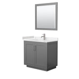 Wyndham Collection - Miranda 36 Inch Single Bathroom Vanity in Dark Gray, Carrara Cultured Marble Countertop, Undermount Square Sink, Brushed Nickel Trim, 34 Inch Mirror