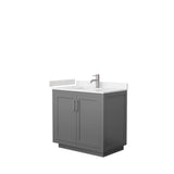 Wyndham Collection - Miranda 36 Inch Single Bathroom Vanity in Dark Gray, Carrara Cultured Marble Countertop, Undermount Square Sink, Brushed Nickel Trim