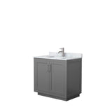 Wyndham Collection - Miranda 36 Inch Single Bathroom Vanity in Dark Gray, White Carrara Marble Countertop, Undermount Square Sink, Brushed Nickel Trim