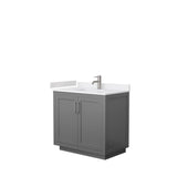 Wyndham Collection - Miranda 36 Inch Single Bathroom Vanity in Dark Gray, White Cultured Marble Countertop, Undermount Square Sink, Brushed Nickel Trim