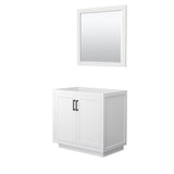Wyndham Collection - Miranda 36 Inch Single Bathroom Vanity in White, No Countertop, No Sink, Matte Black Trim, 34 Inch Mirror