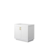 Wyndham Collection - Miranda 36 Inch Single Bathroom Vanity in White, No Countertop, No Sink, Brushed Gold Trim
