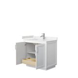Miranda 36 Inch Single Bathroom Vanity in White, Carrara Cultured Marble Countertop, Undermount Square Sink, Brushed Nickel Trim