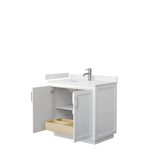 Miranda 36 Inch Single Bathroom Vanity in White, White Cultured Marble Countertop, Undermount Square Sink, Brushed Nickel Trim