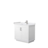 Wyndham Collection - Miranda 36 Inch Single Bathroom Vanity in White, White Cultured Marble Countertop, Undermount Square Sink, Brushed Nickel Trim