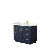Wyndham Collection - Miranda 42 Inch Single Bathroom Vanity in Dark Blue, Carrara Cultured Marble Countertop, Undermount Square Sink, Brushed Gold Trim