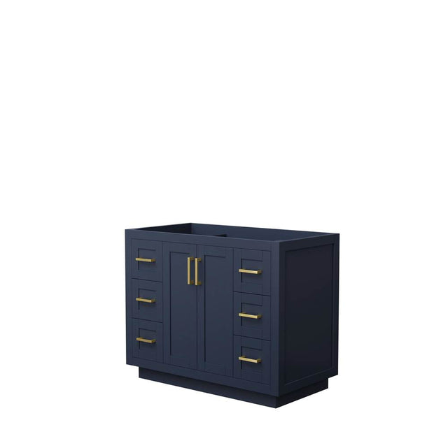 Wyndham Collection - Miranda 42 Inch Single Bathroom Vanity in Dark Blue, No Countertop, No Sink, Brushed Gold Trim