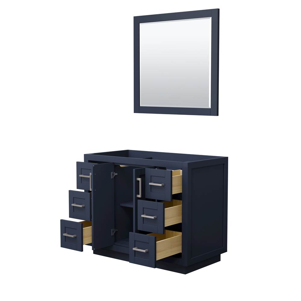 Miranda 42 Inch Single Bathroom Vanity in Dark Blue, No Countertop, No Sink, Brushed Nickel Trim, 34 Inch Mirror
