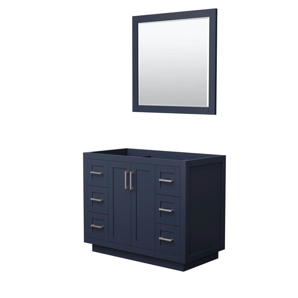 Wyndham Collection - Miranda 42 Inch Single Bathroom Vanity in Dark Blue, No Countertop, No Sink, Brushed Nickel Trim, 34 Inch Mirror