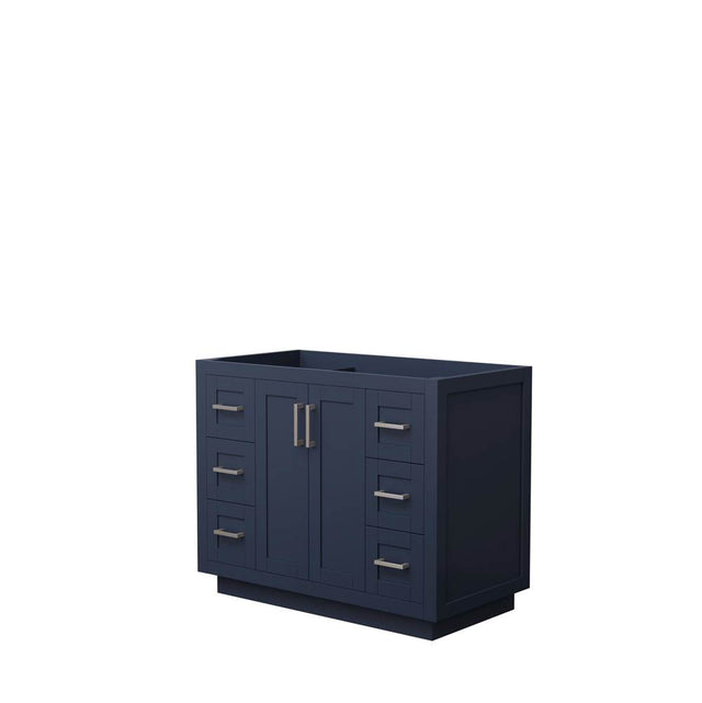 Wyndham Collection - Miranda 42 Inch Single Bathroom Vanity in Dark Blue, No Countertop, No Sink, Brushed Nickel Trim