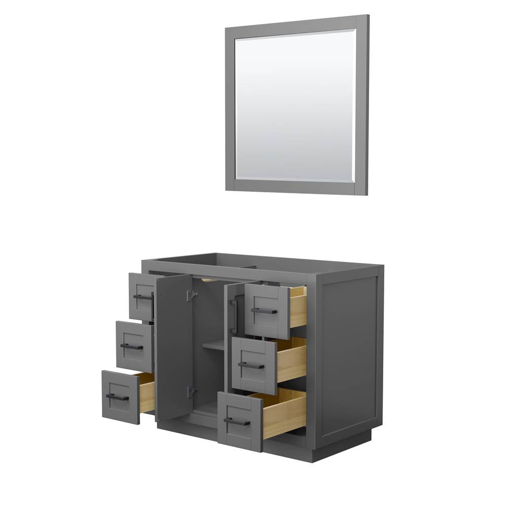 Miranda 42 Inch Single Bathroom Vanity in Dark Gray, No Countertop, No Sink, Matte Black Trim, 34 Inch Mirror