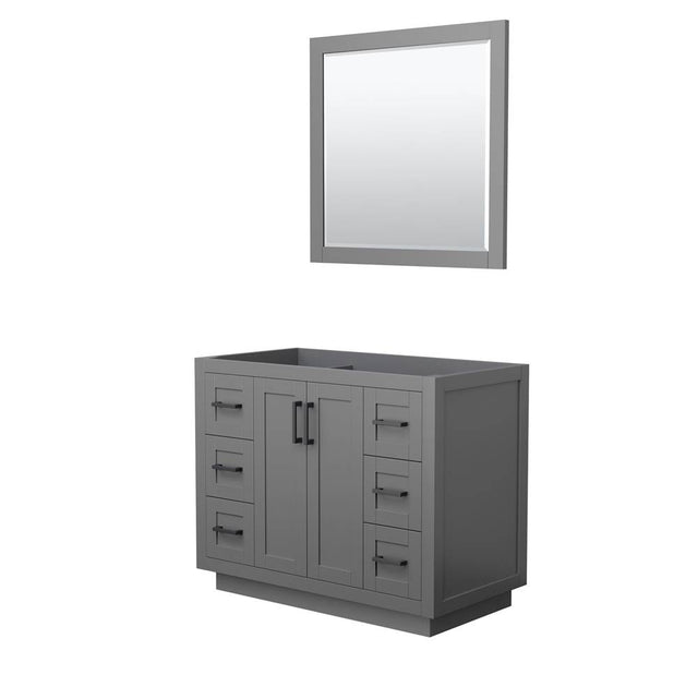 Wyndham Collection - Miranda 42 Inch Single Bathroom Vanity in Dark Gray, No Countertop, No Sink, Matte Black Trim, 34 Inch Mirror