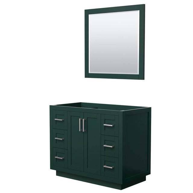 Wyndham Collection - Miranda 42 Inch Single Bathroom Vanity in Green, No Countertop, No Sink, Brushed Nickel Trim, 34 Inch Mirror