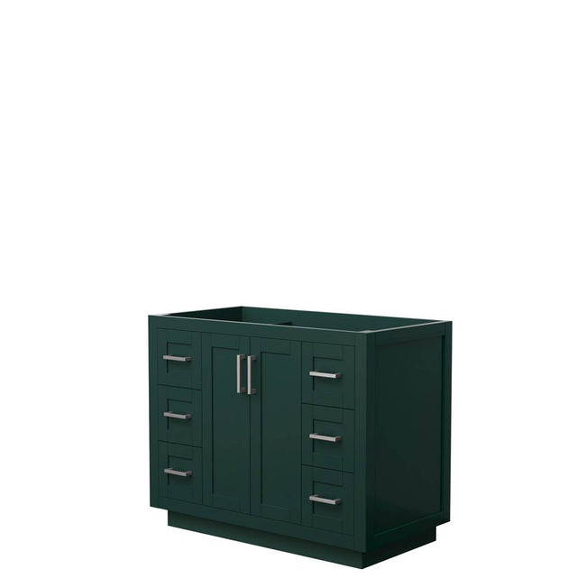 Wyndham Collection - Miranda 42 Inch Single Bathroom Vanity in Green, No Countertop, No Sink, Brushed Nickel Trim