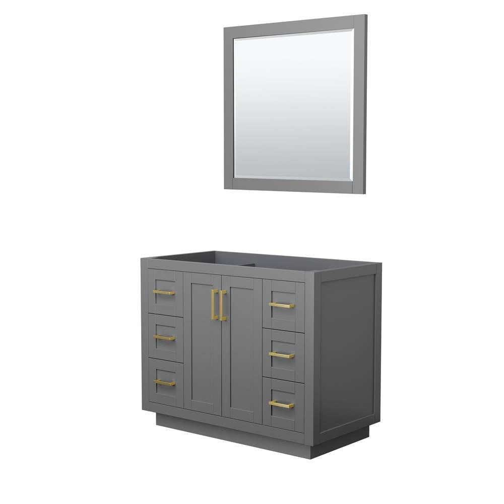 Wyndham Collection - Miranda 42 Inch Single Bathroom Vanity in Dark Gray, No Countertop, No Sink, Brushed Gold Trim, 34 Inch Mirror