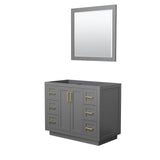 Wyndham Collection - Miranda 42 Inch Single Bathroom Vanity in Dark Gray, No Countertop, No Sink, Brushed Gold Trim, 34 Inch Mirror