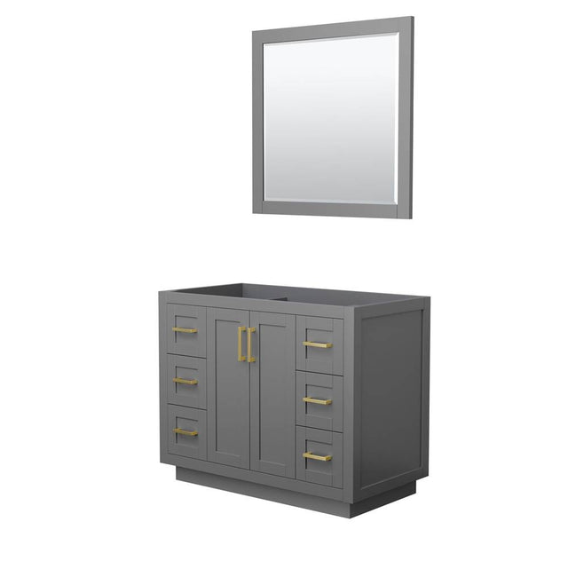 Wyndham Collection - Miranda 42 Inch Single Bathroom Vanity in Dark Gray, No Countertop, No Sink, Brushed Gold Trim, 34 Inch Mirror