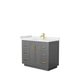 Wyndham Collection - Miranda 42 Inch Single Bathroom Vanity in Dark Gray, White Cultured Marble Countertop, Undermount Square Sink, Brushed Gold Trim