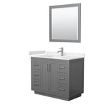 Wyndham Collection - Miranda 42 Inch Single Bathroom Vanity in Dark Gray, Carrara Cultured Marble Countertop, Undermount Square Sink, Brushed Nickel Trim, 34 Inch Mirror