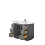 Miranda 42 Inch Single Bathroom Vanity in Dark Gray, Carrara Cultured Marble Countertop, Undermount Square Sink, Brushed Nickel Trim
