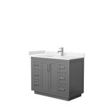 Wyndham Collection - Miranda 42 Inch Single Bathroom Vanity in Dark Gray, Carrara Cultured Marble Countertop, Undermount Square Sink, Brushed Nickel Trim