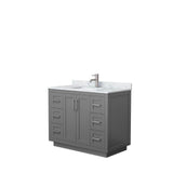 Wyndham Collection - Miranda 42 Inch Single Bathroom Vanity in Dark Gray, White Carrara Marble Countertop, Undermount Square Sink, Brushed Nickel Trim