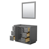 Miranda 42 Inch Single Bathroom Vanity in Dark Gray, No Countertop, No Sink, Brushed Nickel Trim, 34 Inch Mirror