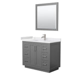 Wyndham Collection - Miranda 42 Inch Single Bathroom Vanity in Dark Gray, White Cultured Marble Countertop, Undermount Square Sink, Brushed Nickel Trim, 34 Inch Mirror