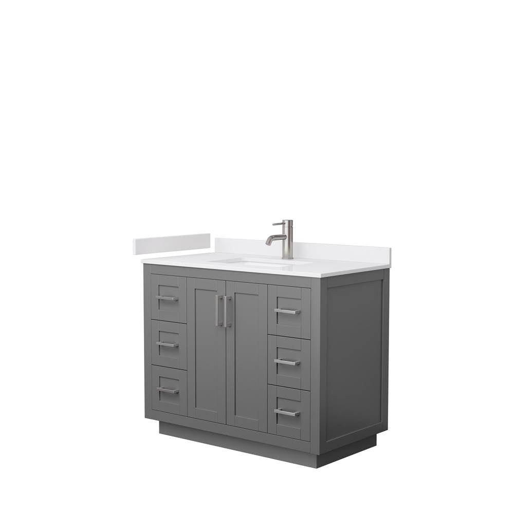 Wyndham Collection - Miranda 42 Inch Single Bathroom Vanity in Dark Gray, White Cultured Marble Countertop, Undermount Square Sink, Brushed Nickel Trim