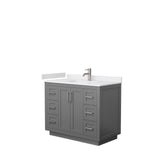 Wyndham Collection - Miranda 42 Inch Single Bathroom Vanity in Dark Gray, White Cultured Marble Countertop, Undermount Square Sink, Brushed Nickel Trim