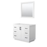 Wyndham Collection - Miranda 42 Inch Single Bathroom Vanity in White, No Countertop, No Sink, Matte Black Trim, 34 Inch Mirror