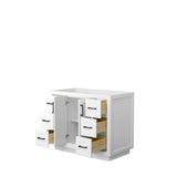 Miranda 42 Inch Single Bathroom Vanity in White, No Countertop, No Sink, Matte Black Trim