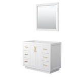 Wyndham Collection - Miranda 42 Inch Single Bathroom Vanity in White, No Countertop, No Sink, Brushed Gold Trim, 34 Inch Mirror
