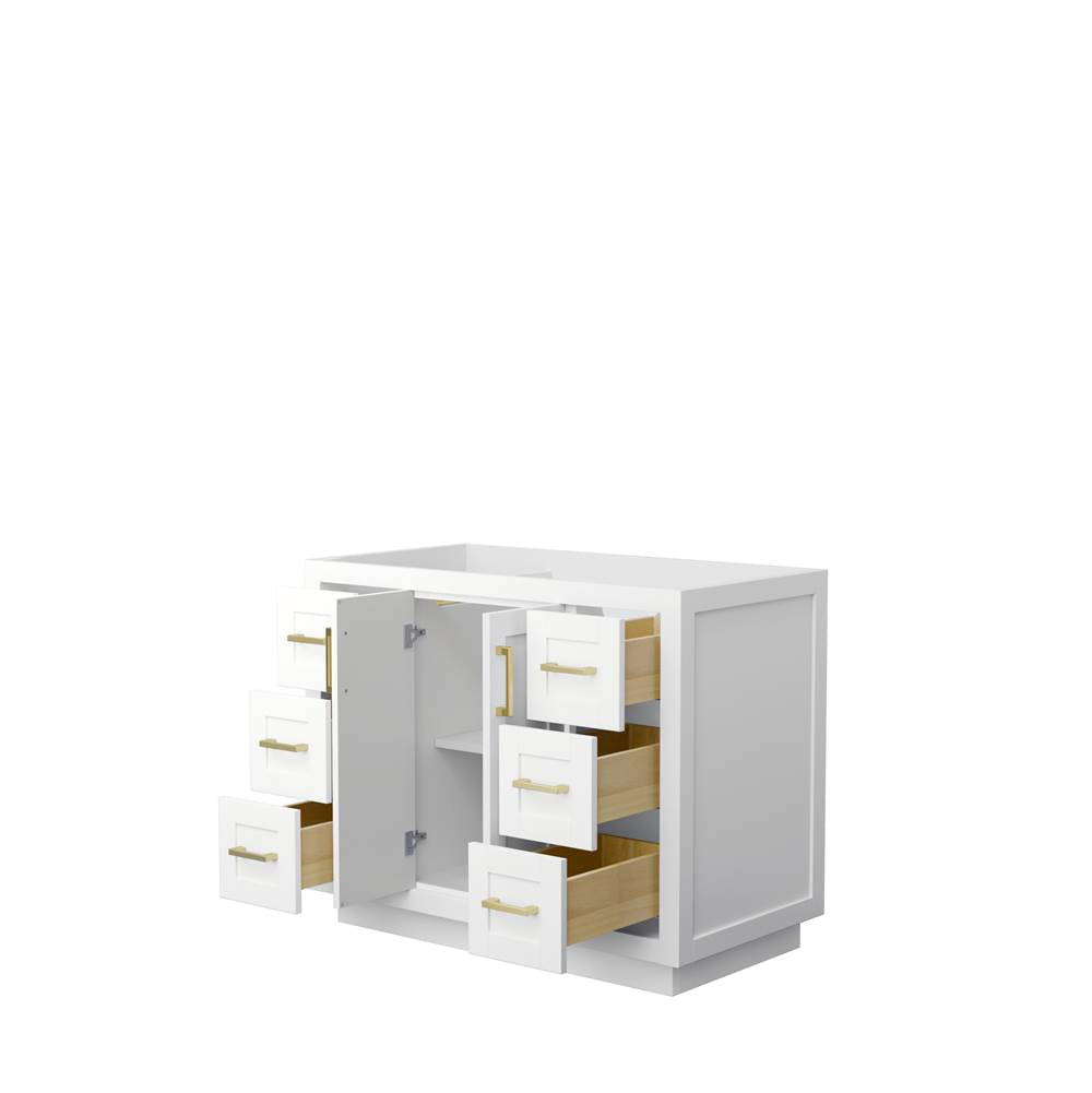 Miranda 42 Inch Single Bathroom Vanity in White, No Countertop, No Sink, Brushed Gold Trim