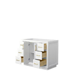 Miranda 42 Inch Single Bathroom Vanity in White, No Countertop, No Sink, Brushed Gold Trim