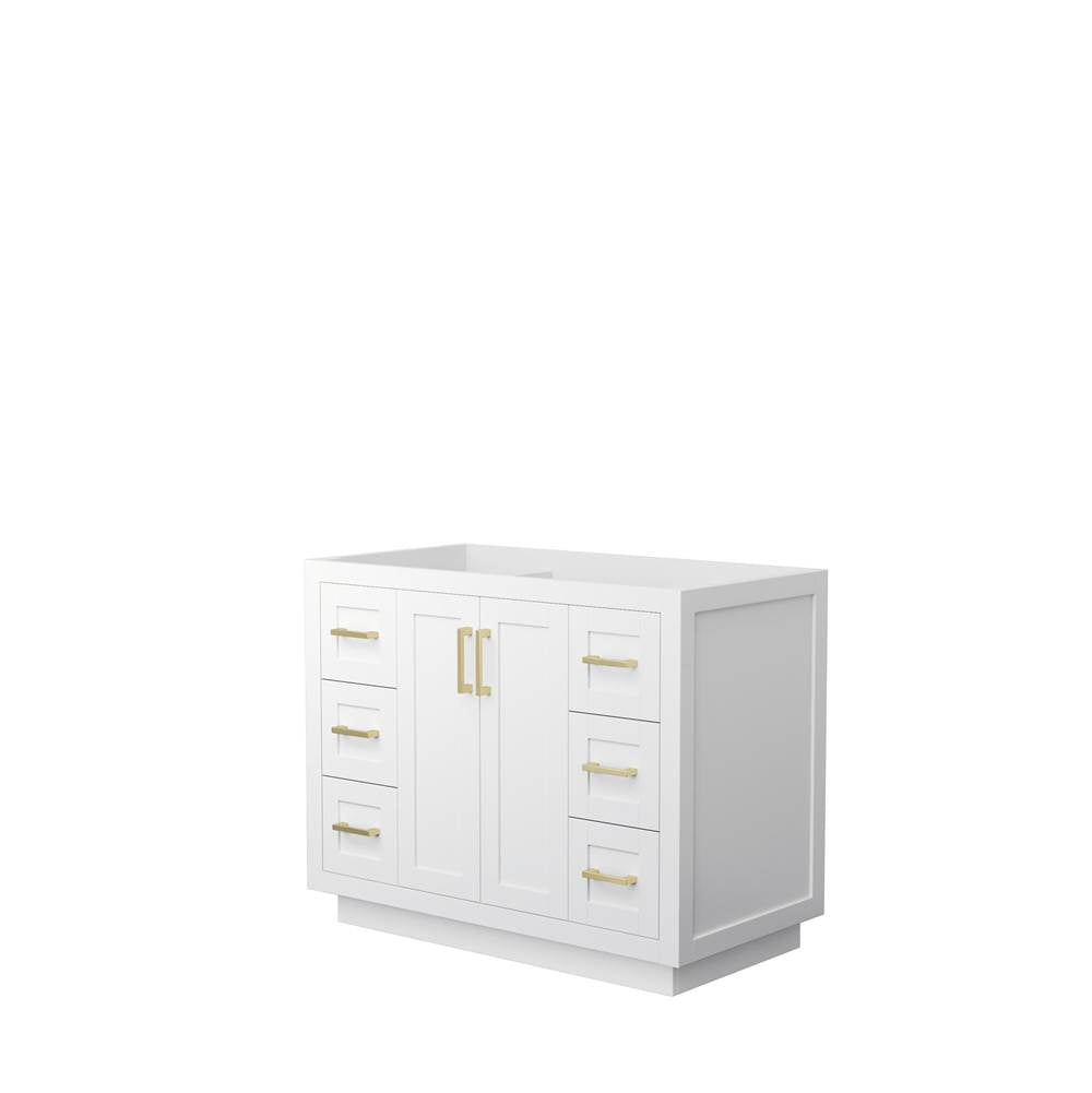 Wyndham Collection - Miranda 42 Inch Single Bathroom Vanity in White, No Countertop, No Sink, Brushed Gold Trim