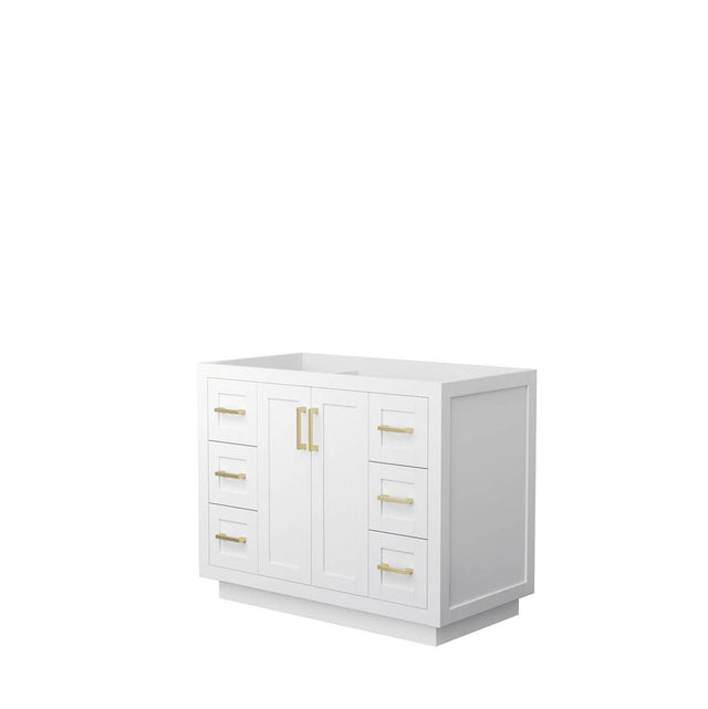 Wyndham Collection - Miranda 42 Inch Single Bathroom Vanity in White, No Countertop, No Sink, Brushed Gold Trim