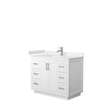 Wyndham Collection - Miranda 42 Inch Single Bathroom Vanity in White, Carrara Cultured Marble Countertop, Undermount Square Sink, Brushed Nickel Trim