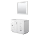 Wyndham Collection - Miranda 42 Inch Single Bathroom Vanity in White, No Countertop, No Sink, Brushed Nickel Trim, 34 Inch Mirror