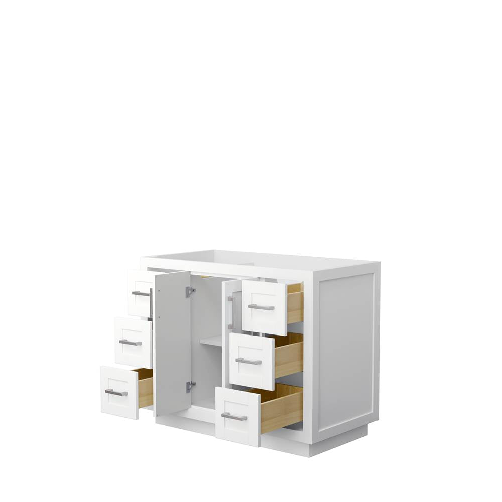 Miranda 42 Inch Single Bathroom Vanity in White, No Countertop, No Sink, Brushed Nickel Trim